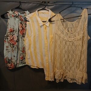 3 Floral and Lace Blouses Set